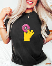 Cute Donut in Hand Women Casual Cotton T-Shirt