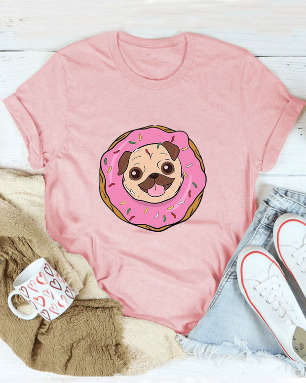 Cut Donut &Dog Women Casual T-Shirt