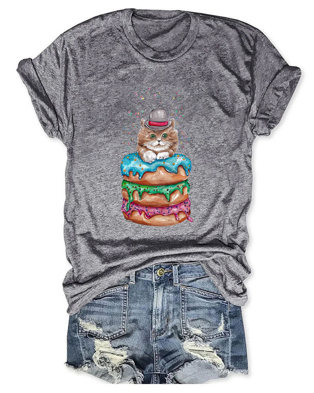 Cute Animal Cat Donut  T-Shirt