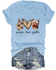 Peace Love Yokie Cute Printed T-Shirt