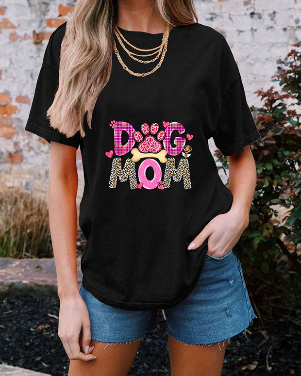 Dog Mom Women Casual Cotton T-Shirt