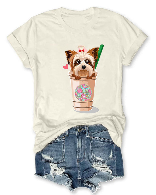 Cute Dog In A Cup Women  T-Shirt