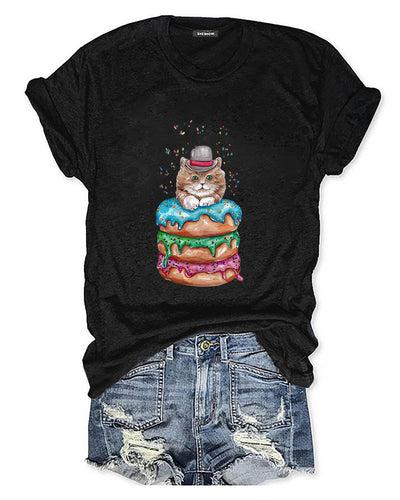 Cute Animal Cat Donut  T-Shirt