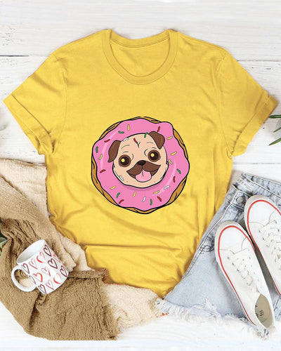 Cut Donut &Dog Women Casual T-Shirt
