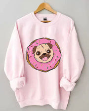 Women Dog Animal Donut Casual Sweatshirt
