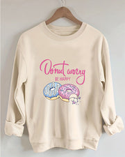 Don‘t Worry, Be Happy Women Donut Print Casual Sweatshirt
