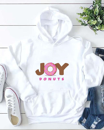 Joy Donuts Print Women Casual Hoodie