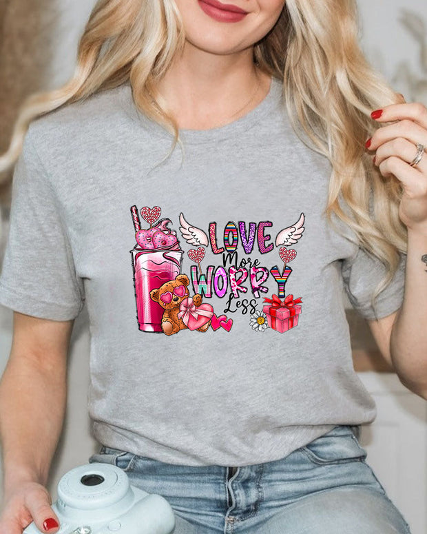 Love More Worry Less Casual Cotton T Shirt