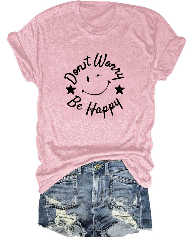 Donut Worry Be Happy Smile Printed T-Shirt