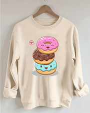 Women Donut Print Casual Sweatshirt