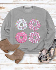 Casual Donut Crew Neck Christmas Sweatshirt