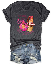 Donut Worry Be Happy Cute Animal Printed T-Shirt