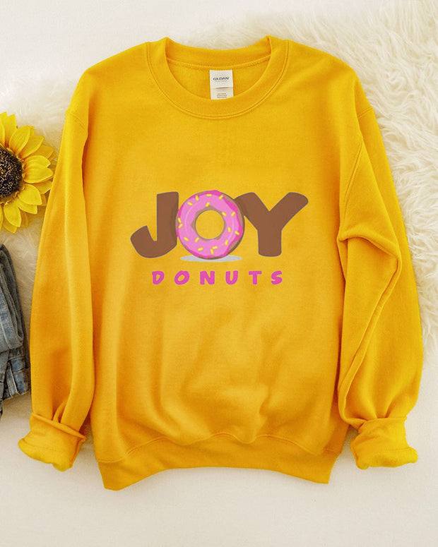 Joy Donut Print Women Casual Sweatshirt