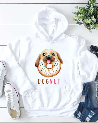 Women Dog and Donut Print Casual Hoodie