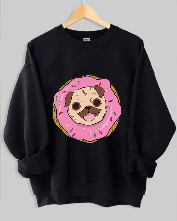 Women Dog Animal Donut Casual Sweatshirt