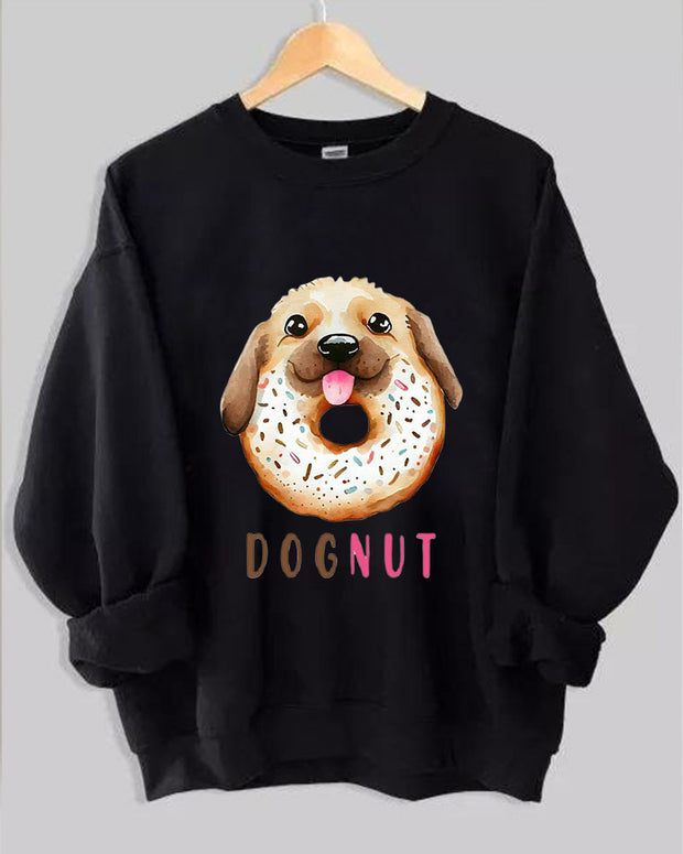 Women Dog and Donut Print Casual Sweatshirt