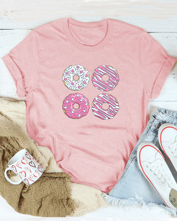 Donut Print  Women Casual T-Shirt