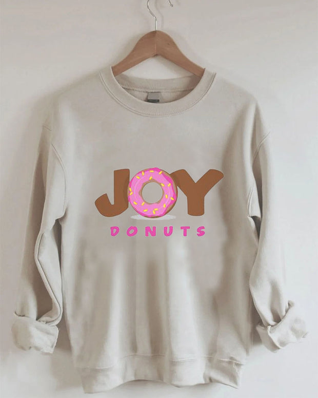 Joy Donut Print Women Casual Sweatshirt