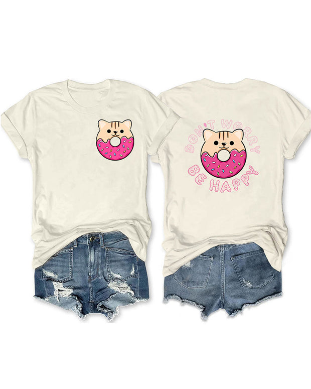 Donut Worry Be Happy Animal  Printed T-Shirt