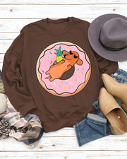 Dog and Donut Casual Crew Neck Casual  Sweatshirt