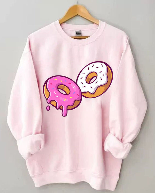 Women Donut Print Casual Sweatshirt