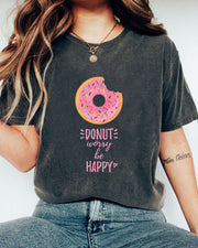 Don't Worry Be Happy Women Casual Short Sleeve Cotton T Shirt
