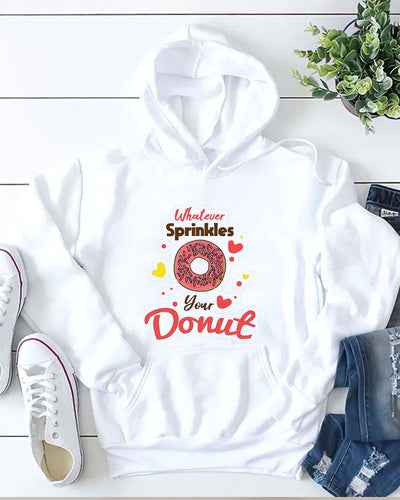 Whatever Sprinkles Your Donut Print Women Casual Hoodie