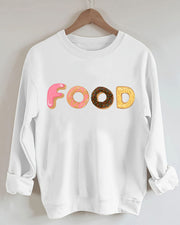 Food Donut Women Donut Print Casual Sweatshirt