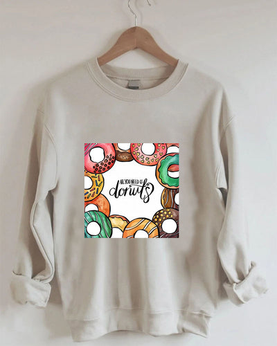 All You Need is Donuts Print Women Casual Sweatshirt