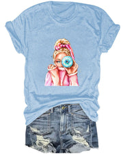 Sweet Girl Donut Printed T-Shirt