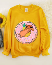Dog Animal Donut Print Women Casual Sweatshirt